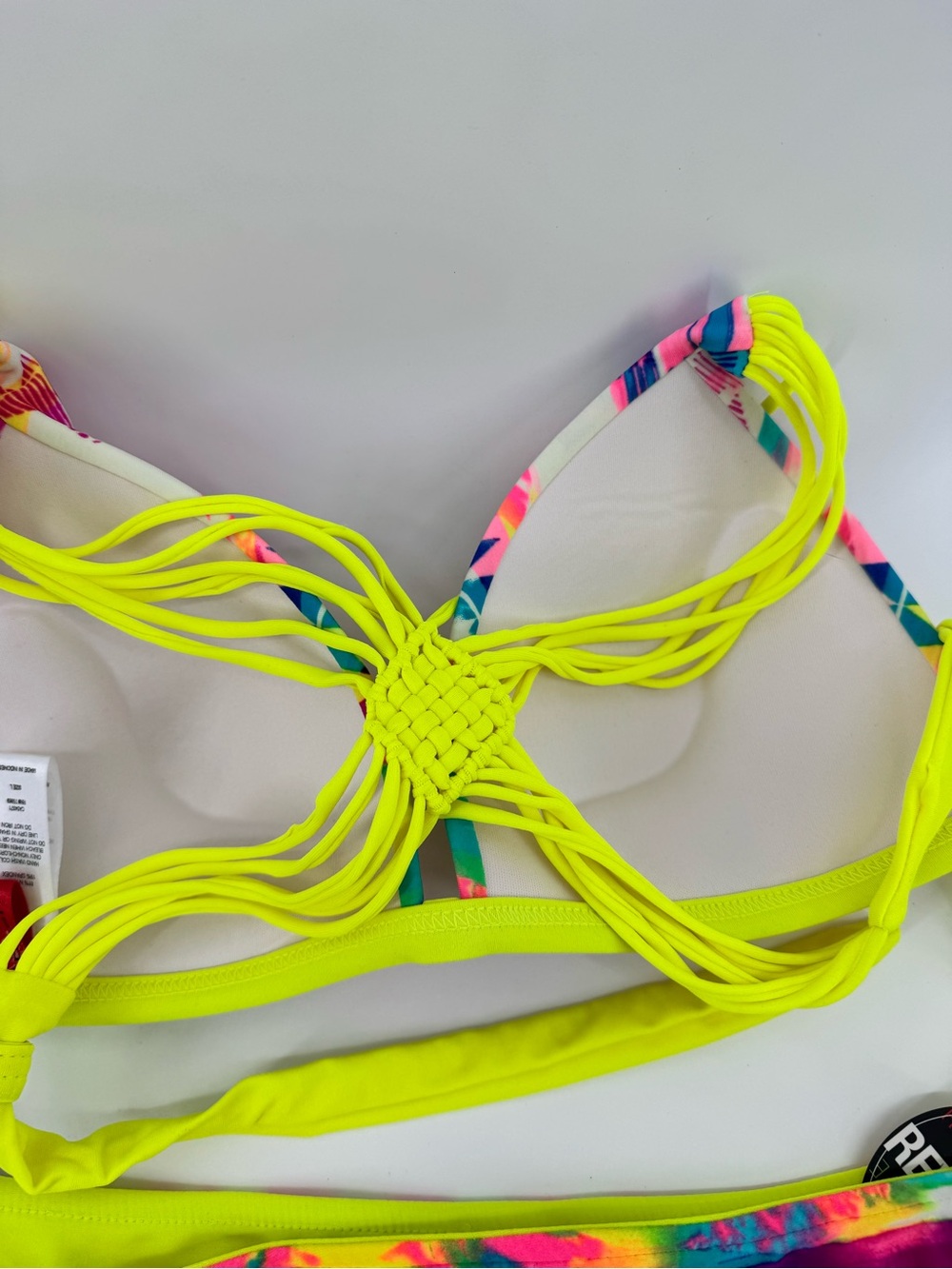 Gossip Neon Yellow Teal & Hot Pink Tie-Dye Bikini set size Large NWT - Picture 5 of 10
